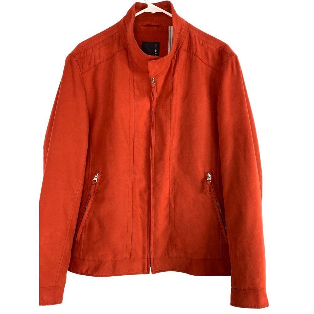 Jupiter Red Vegan Suede Bomber Jacket Mens Size Small 46 EU German 6346 EUC